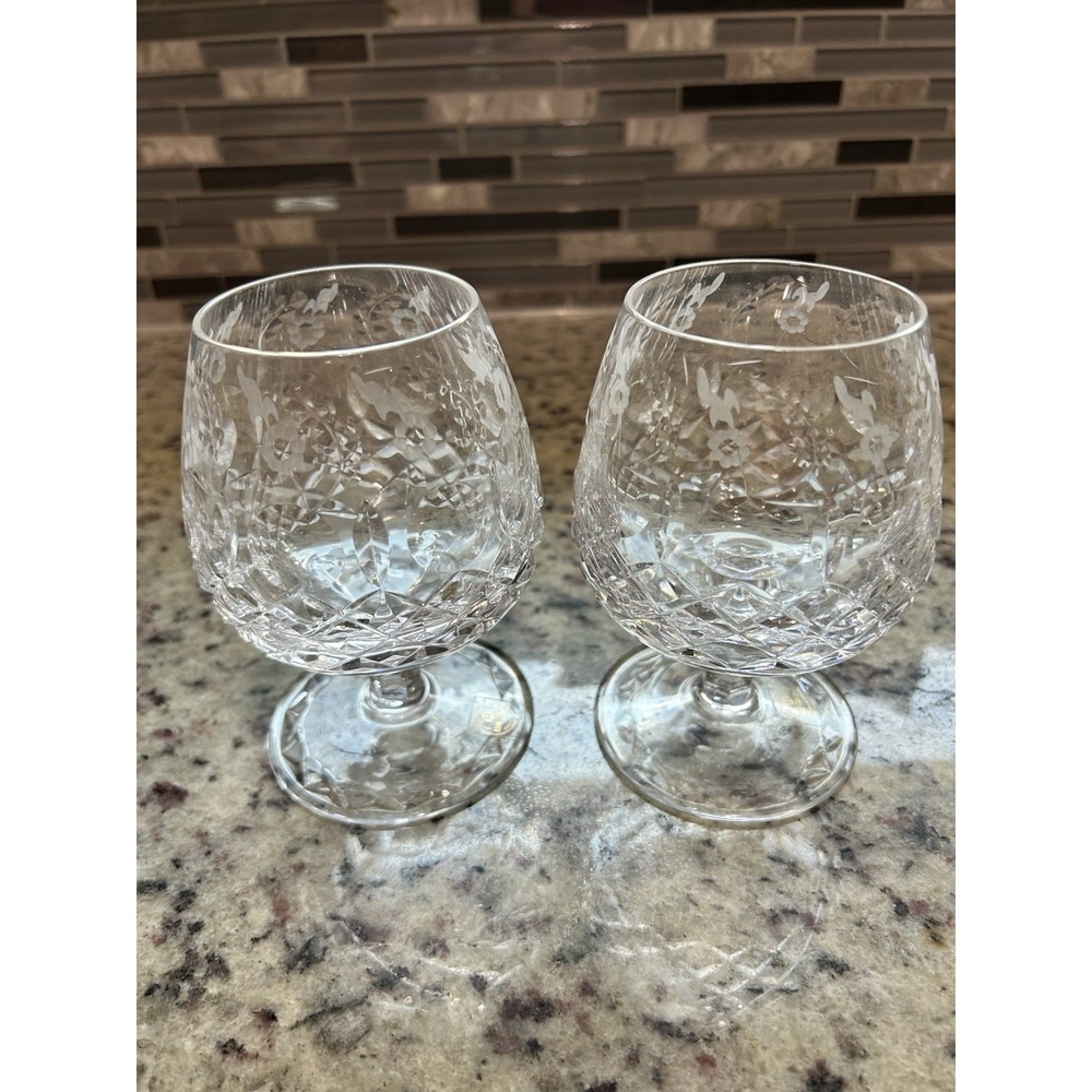 Rogaska Crystal Gallia Brandy Snifter Glasses Set of 2- 5 1/4" Yugoslavia